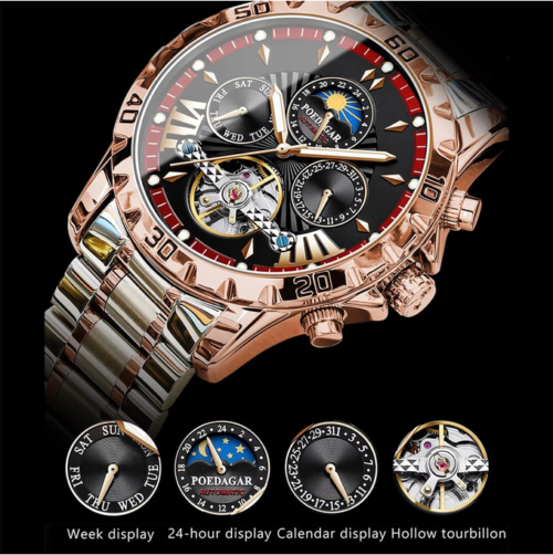 POEDAGAR Men Luxury Automatic Mechanical Watch Business Men's Wristwatch