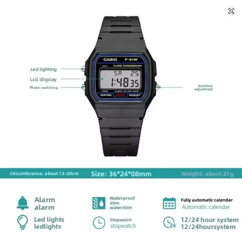 Casio F-91W-1 Small Square Electronic Watch