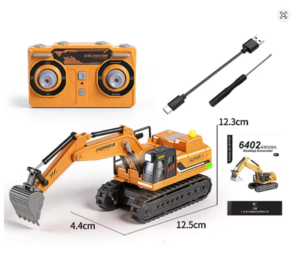 WLtoys 6402 Alloy Mini Desktop Full Scale Excavator LED Light 1:64 Simulation Hook Machine Model Toy Christmas Gift