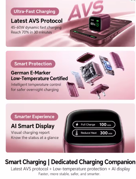 Screenshot_41 BASEUS Smart GaN Charger, 45W/60W Fast Charging Adapter with Display & Auto Power Off, USB-C Charger