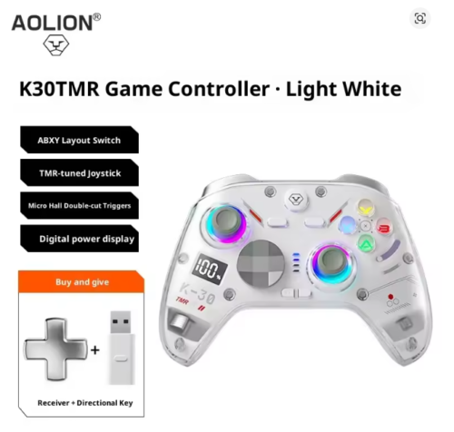 AOLION K30 1000Hz TMR Hall Joystick Tri Mode Wireless Controller Dual Trigger for PC Switch iOS Android