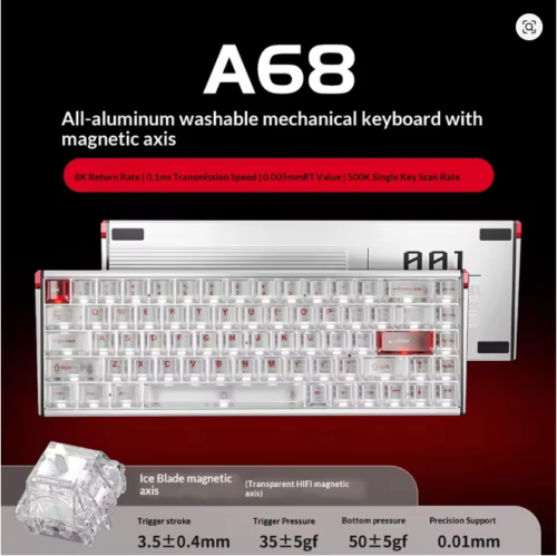 DAREU-A68 Wired Magnetic Axis Mechanical Keyboard, Game And ESports Specialized RGB Full Aluminum Waterproof
