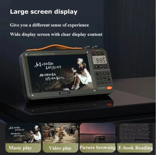 Sansui F51 High Definition Screen Multifunctional BT Retro Digital FM Radio Portable Speaker USB TF Card Recorder MP3 Player
