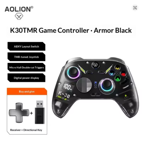 AOLION K30 1000Hz TMR Hall Joystick Tri Mode Wireless Controller Dual Trigger for PC Switch iOS Android