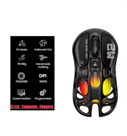 GravaStar Mercury M2 Wireless Gaming Mouse PAW3395 Bluetooth Lightweight Hollowed Out RGB E-sport Gamer Mice Mouse