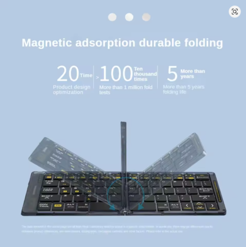 Portable Ultra Slim Travel Keyboard Rechargeable Quiet Triple Device BT Keyboard Long Battery Life for Laptop Tablet Phone