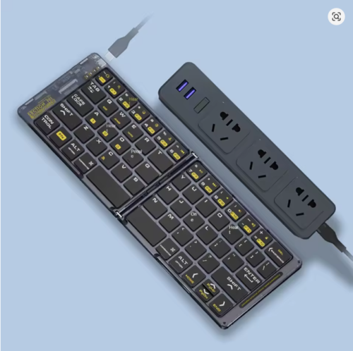 Portable Ultra Slim Travel Keyboard Rechargeable Quiet Triple Device BT Keyboard Long Battery Life for Laptop Tablet Phone