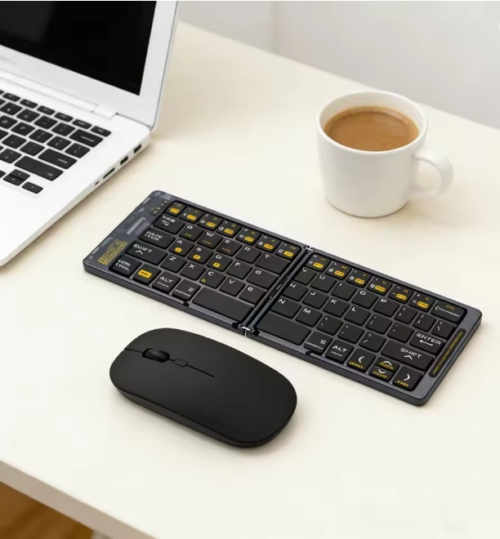 Portable Ultra Slim Travel Keyboard Rechargeable Quiet Triple Device BT Keyboard Long Battery Life for Laptop Tablet Phone