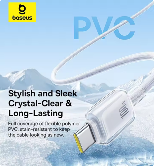 Baseus Crystal Fast Charging Data Cable USB-A Or TypeC to USB-C 100W
